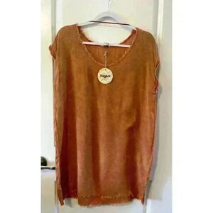 NWT Hayden Los Angeles Boho Tunic/Dress Size M Terracotta Vintage wash Raw Hem